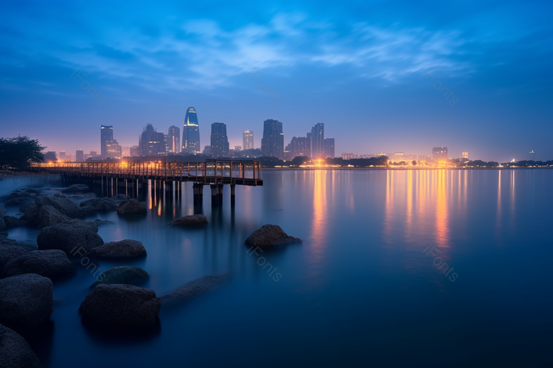 苏州金鸡湖风光平静湖面城市倒影,高清,摄影图,摄影图片,图片大全,摄影图免费下载